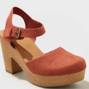 Universal Thread Brushed Fabric Marcia Burnt Orange Rust Platform Heels Clogs